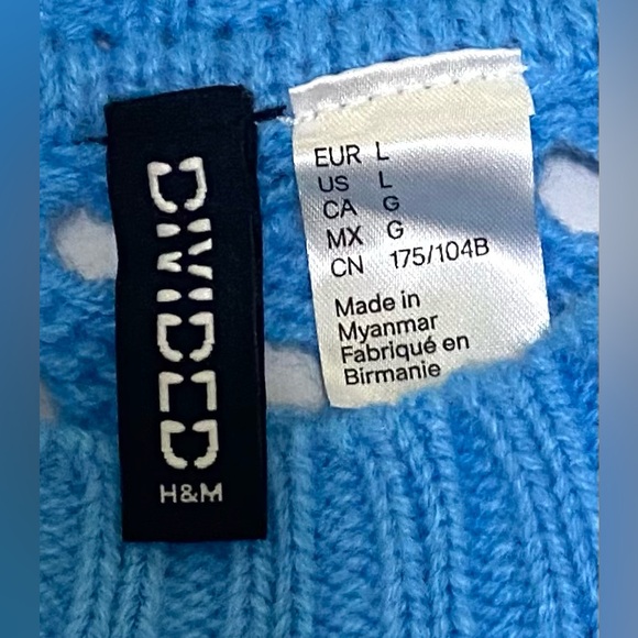 H&M Divided Womens L Solid Blue Crewneck Long Sleeve Lightweight Sweater Classic - Picture 11 of 12